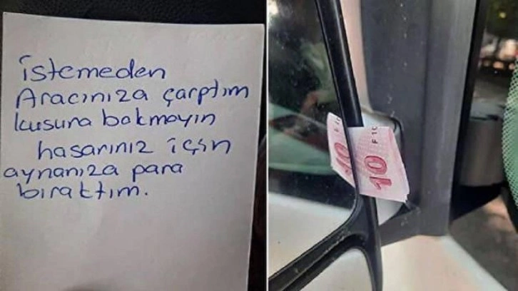 2 bin 300 liralık hasar için 10 lira bırakıp gitti