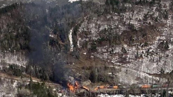 ABD'de tehlikeli madde taşıyan bir tren daha raydan çıktı