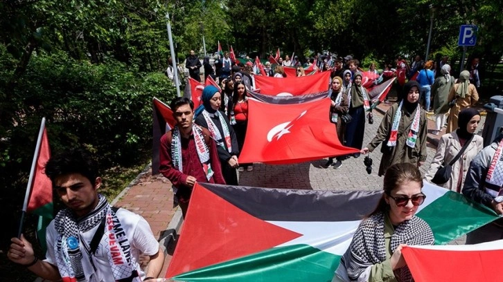 Ankara Üniversitesinde Filistin'e destek yürüyüşü