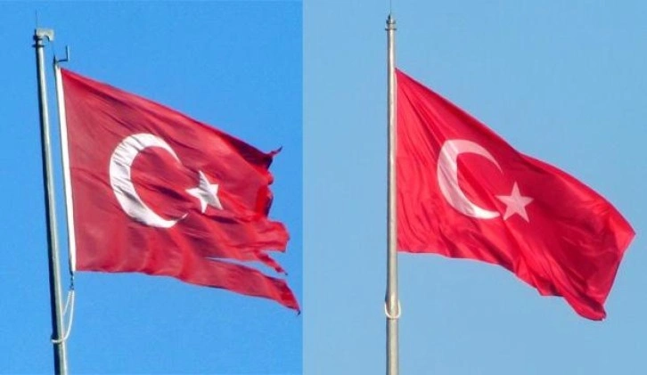 Araban'da şiddetli rüzgardan zarar gören Türk Bayrağı yenilendi