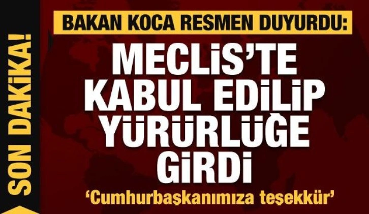 Bakan Koca duyurdu! Uzmanlık Eğitiminde Adalet kanunu Resmi Gazete'de