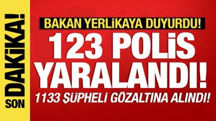 Bakan Yerlikaya açıkladı: Gösterilerde 123 polis yaralandı, 1.133 şüpheli gözaltında!