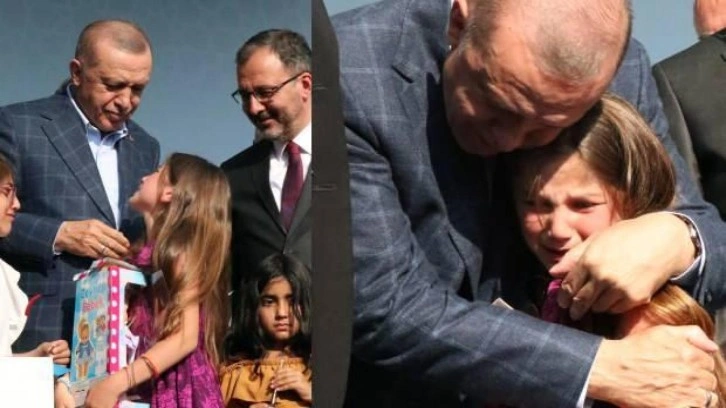 Başkan Erdoğan’a sarılarak ağlayan küçük Ayşegül: Hiç bu kadar mutlu olmamıştım