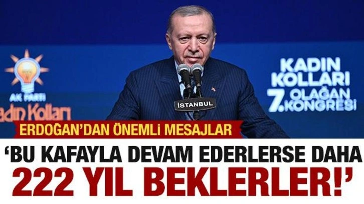 Cumhurbaşkanı Erdoğan: Bu kafayla devam ederlerse 222 yıl daha beklerler!