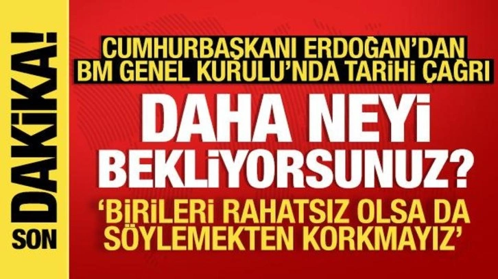 Cumhurbaşkanı Erdoğan'dan BM'de tarihi çağrı: Daha neyi bekliyorsunuz?