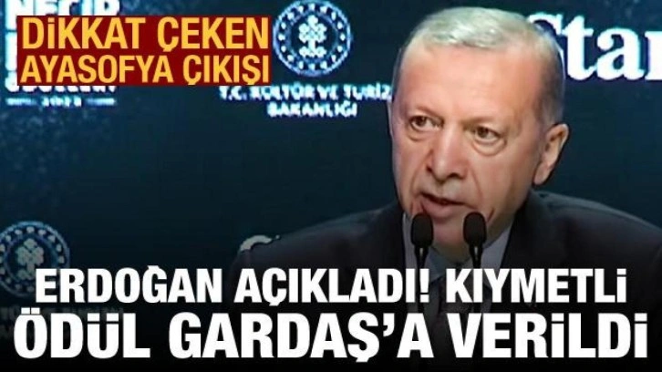 Cumhurbaşkanı Erdoğan, Necip Fazıl ödüllerini verdi! Dikkat çeken Ayasofya çıkışı