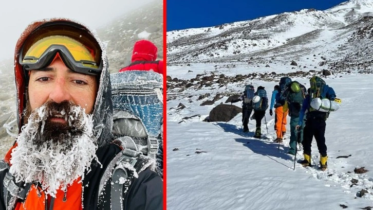 Eksi 33 derecede Ağrı Dağı'na tırmandılar: Saçları, sakalları, kaşları buz tuttu