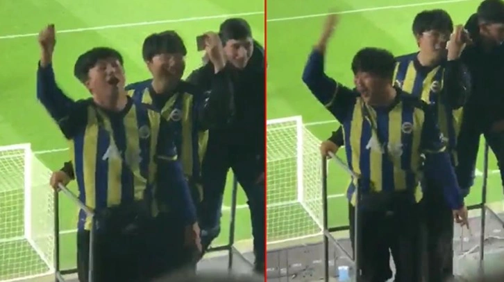 Fenerbahçe tribününde ilginç anlar! Güney Koreli amigolardan Kuzey Kore'ye küfürlü tezahürat