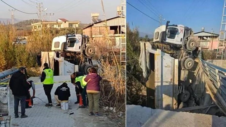 Hatay'da köprü çöktü! Düşen kamyon için çalışma başlatıldı