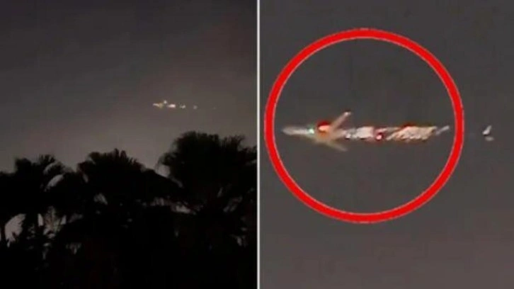 Havada dehşet anları: Uçak alev aldı