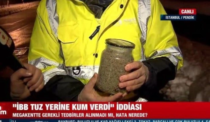 'İBB tuz yerine kum verdi' iddiası! Canlı yayında gösterdi