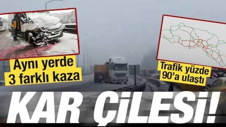 İstanbul’da kar çilesi! Trafik yüzde 90'a ulaştı, aynı noktada 3 farklı kaza oldu