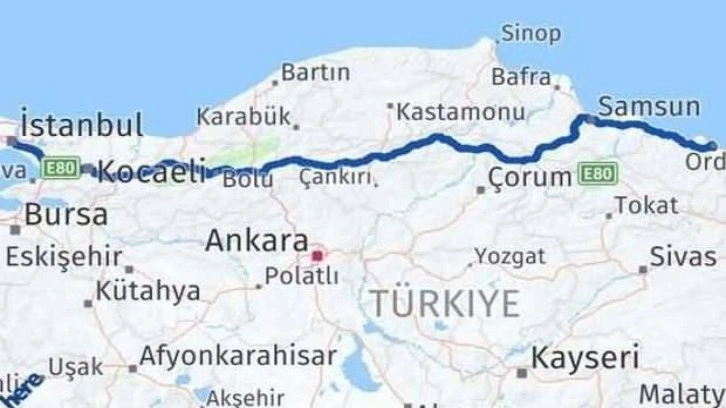 İstanbul Ordu arası kaç km? İstanbul Ordu uçakla kaç saat? Özel araçla kaç saat?