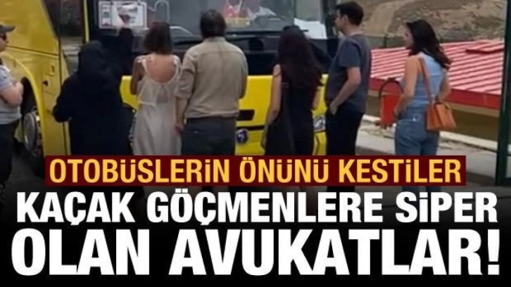 İzmir'de avukatlar, kaçak göçmenleri taşıyan otobüslerin önünü kesmeye çalıştı