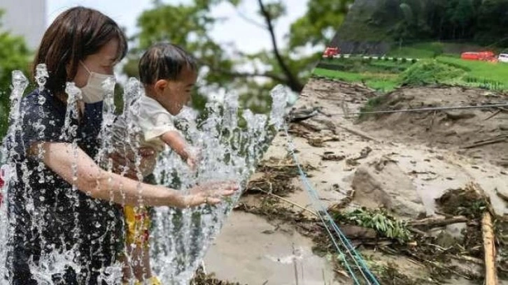 Japonya'da bir yanda aşırı sıcaklar bir yanda sel