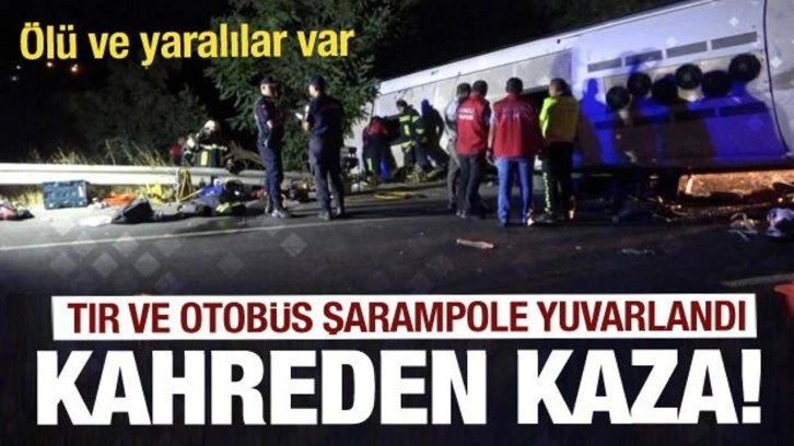 Kahreden kaza haberi: Karşı şeride geçen TIR otobüse çarptı!