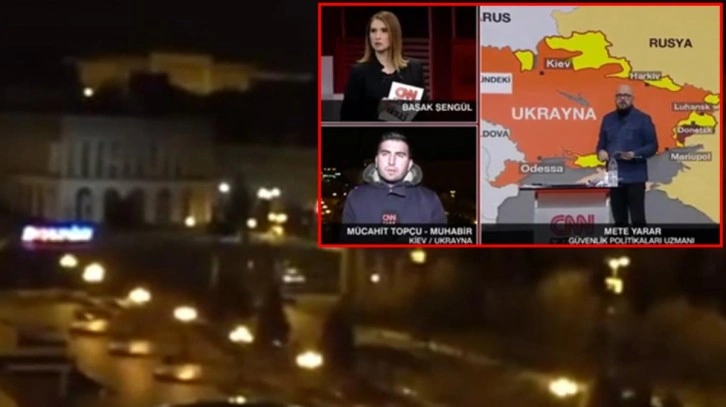 Kiev'den yapılan canlı yayını sirenler böldü! Stüdyo bir anda sessizliğe gömüldü