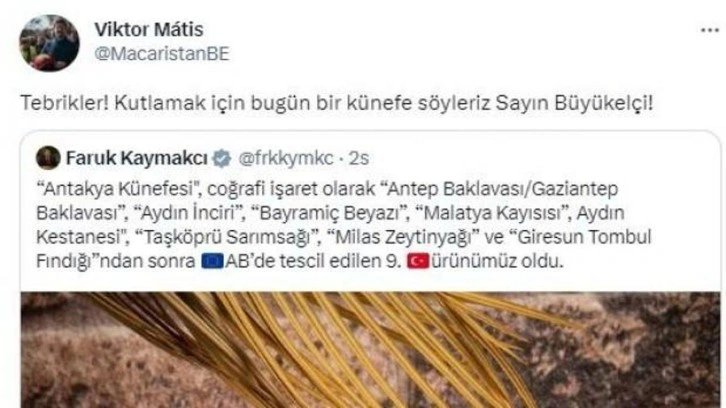 Macaristan Büyükelçisi Matis’ten ‘künefe’ paylaşımı