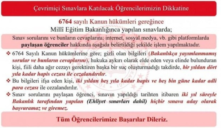 MEB soruları paylaşan öğrenciler hakkında yasal işlem başlatıyor! 2 yıl boyunca hiçbir sınava...