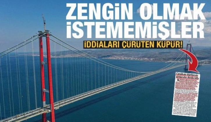 Muhalefetin iddiasını çürüten kupür! 1915 Çanakkale köprüsü ile zengin olmak istememişler