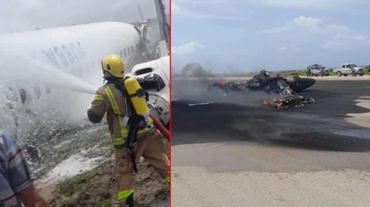 Somali'de iniş yapmak isteyen uçak ters döndü