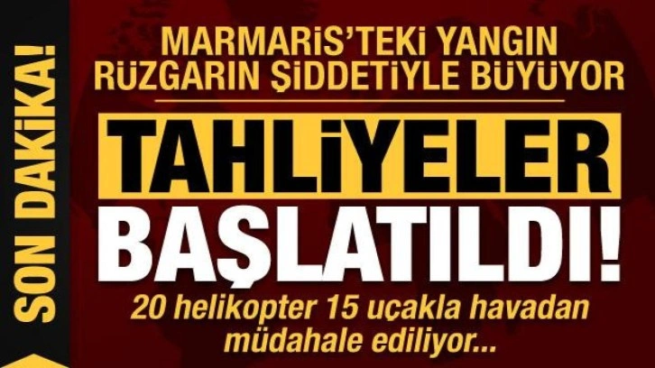 Son dakika: Marmaris'teki yangın rüzgarın şiddetiyle büyüdü: Evler tahliye edildi...