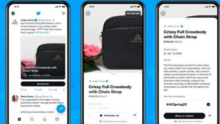 Sosyal ticaret büyüyor! Twitter yeni alışveriş özelliği Product Drops'ı duyurdu