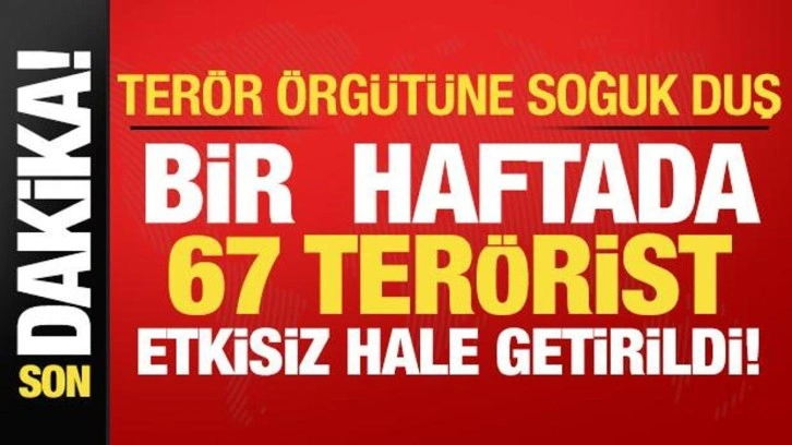 Terör örgütüne soğuk duş: Bir haftada 67 terörist etkisiz hale getirildi!