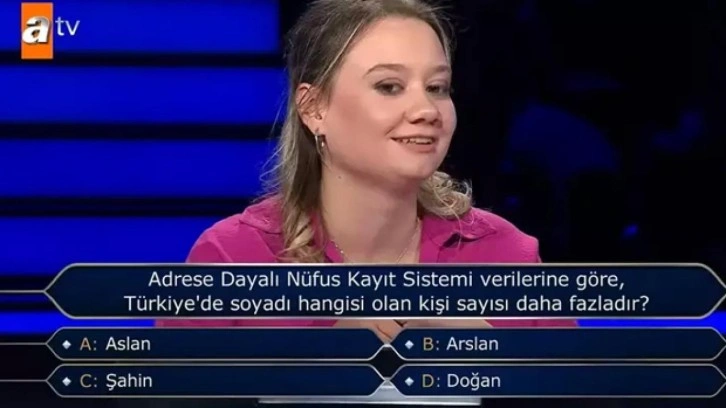 Türkiye'de en çok kullanılan soyadı nedir? Milyoner'de soruldu