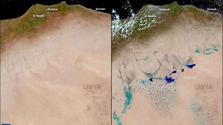 Yağış o kadar kuvvetliydi ki Sahra Çölü'nü bile su bastı