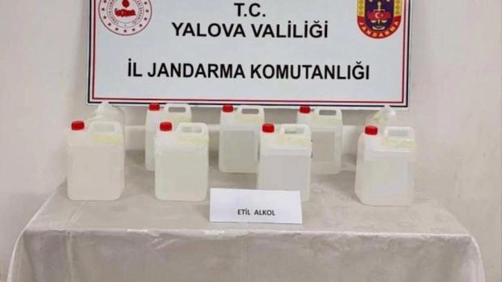 Yalova'da kargoyla yollanan 45 litre etil alkol ele geçirildi