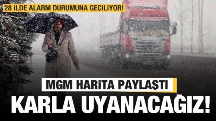 Yarın kar geliyor! 28 il beyaza bürünecek! Meteoroloji haritayı paylaştı