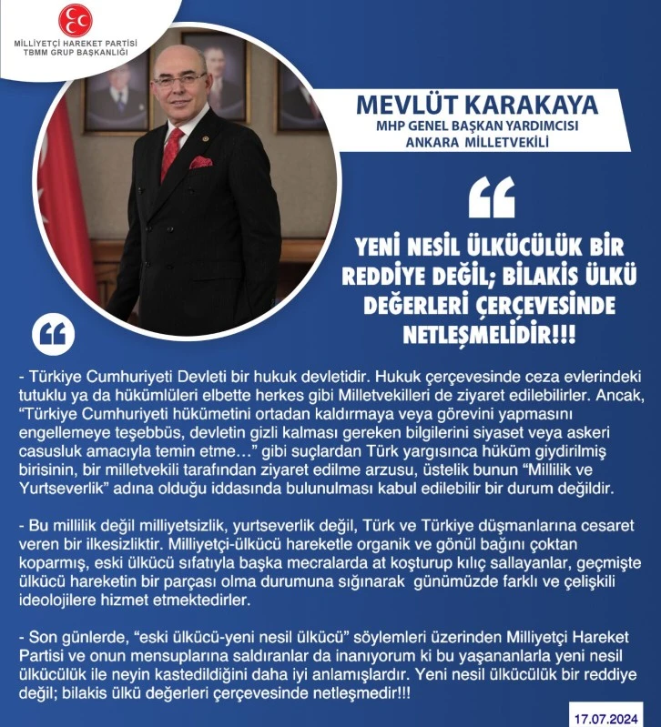 YENİ NESİL ÜLKÜCÜLÜK BİR REDDİYE DEĞİL; BİLAKİS ÜLKÜ DEĞERLERİ ÇERÇEVESİNDE NETLEŞMELİDİR