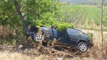 Ağaca çarpan otomobilin sürücüsü ve eşi öldü
