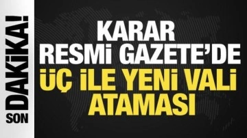 Atama kararı Resmi Gazete'de! Üç ile yeni vali ataması