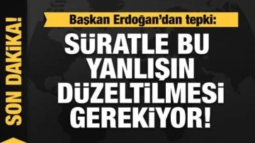 Başkan Erdoğan'dan tepki: Süratle bu yanlışın düzeltilmesi gerekir