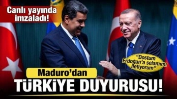 Canlı yayında imzaladı! Maduro'dan Türkiye duyurusu: Erdoğan'a selamımı iletiyorum