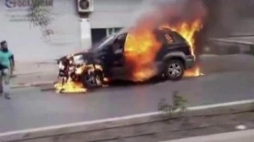 Cinnet getiren şahıs aracını ateşe verdi: 1 ölü, 3 yaralı