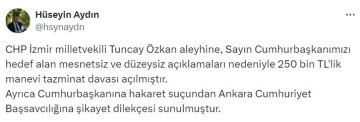 Cumhurbaşkanı Erdoğan’dan CHP İzmir Milletvekili Tuncay Özkan’a tazminat davası