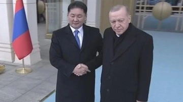 Cumhurbaşkanı Erdoğan, Moğolistan Cumhurbaşkanı Ukhnaa'yı kabul ediyor