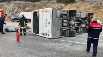 Denizli'de midibüs devrildi: 2 ölü, 15 yaralı