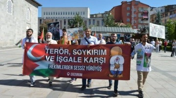 Erzurum'da sağlık çalışanları, Gazze için "sessiz yürüyüş" yaptı