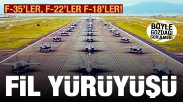 Gözdağı verdiler: ABD'den F-35, F-22 ve F-18'lerle fil yürüyüşü