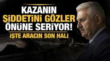 İşte Binali Yıldırım&rsquo;ın kaza yaptığı arabanın görüntüsü