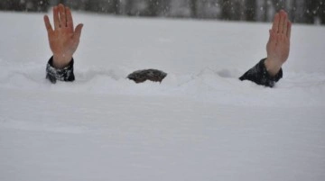 Kar kalınlığının 2 metreye yaklaştığı Ordu'da boy veren vatandaşın fotoğrafı gündem oldu