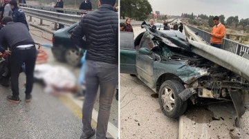 Korkunç kaza! Bariyerlere ok gibi saplanan aracın sürücüsü öldü, arkadaşları yaralandı