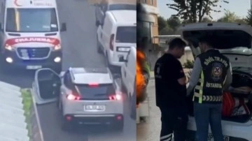 Küçükçekmece'de otomobilden yol isteyen ambulans kamyonet çıktı