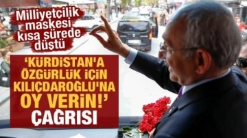 Maskesi kısa sürede düştü! "Kürdistan'a özgürlük için Kılıçdaroğlu'na oy verin!"