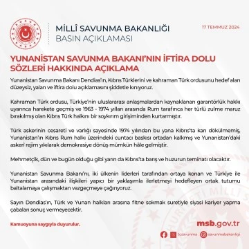 Milli Savunma Bakanlığından Açıklama...