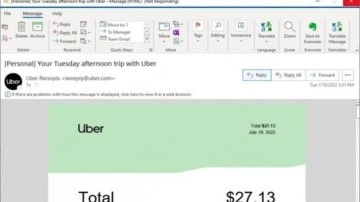 Outlook'ta açılan Uber e-postaları bilgisayarın çökmesine neden oluyor
